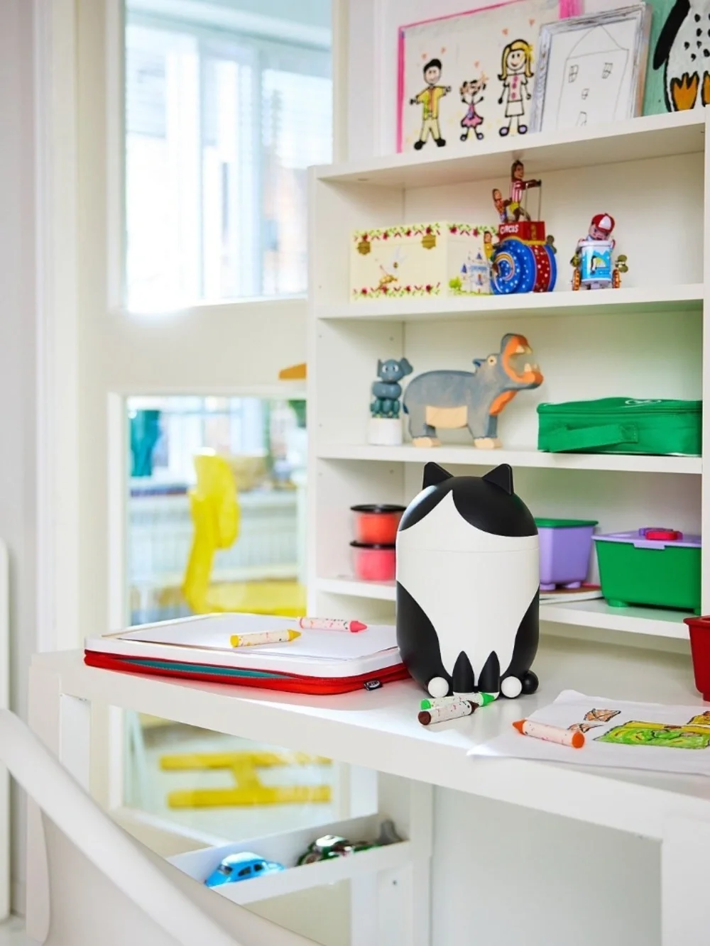 NEW IKEA GREJSIMOJS Cat Shaped Storage Box - Black / White w/Tags